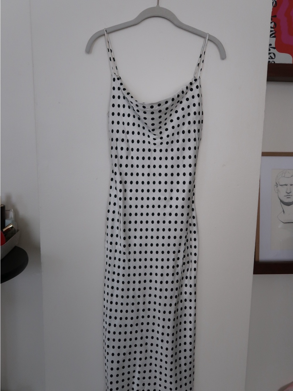Zara White Midi Dress with Black Polka Dots